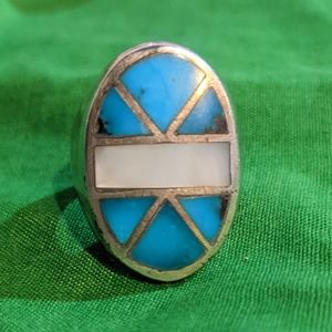 Vintage Zuni Turquoise Inlay Ring